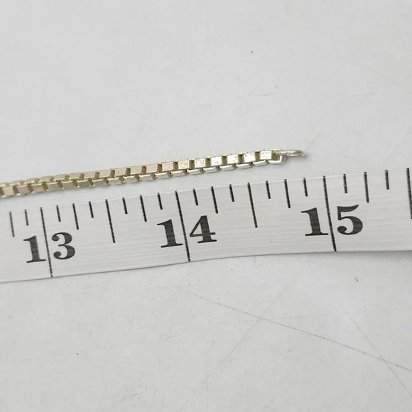 Sterling Silver Box Chain Necklace 15" With Spring Ring Clasp Vintage 12.6g - Picture 6 of 6